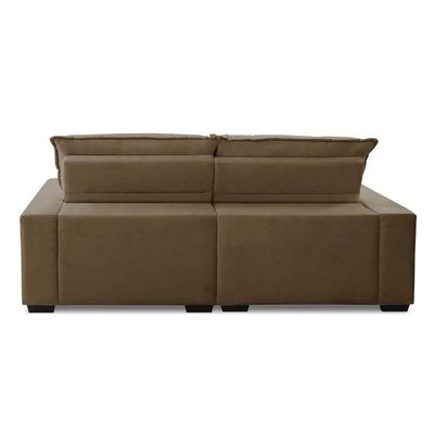 Sofa Retratil Reclinavel 2 Lugares 2,40m Atlantis Veludo Capuccino Lansofbr
