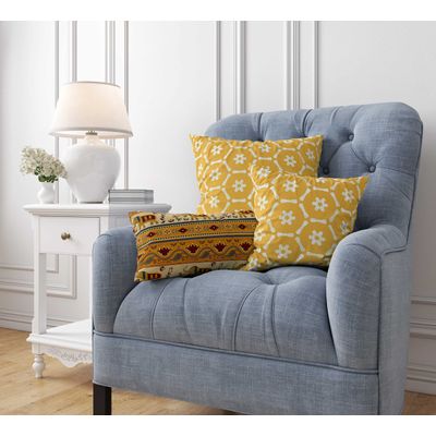 Capas de Almofada Luxuosas Estampadas Tema Amarelo, Capas Decorativas, Capa para Almofada Lombar - Vargottam 50,8 Cm × 30,48 Cm / Amarelo