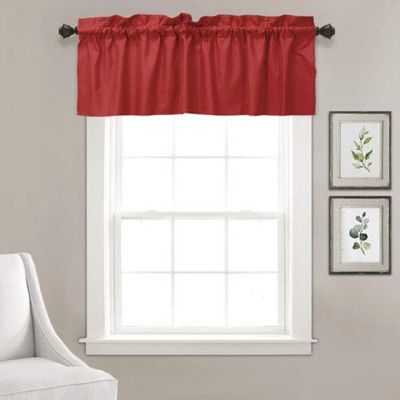 Bandô Simples de Algodão com Bainha para Varão, Meia Cortina Decorativa para Janela de Cozinha - Vargottam 91,4 Cm (L) × 76,2 Cm (C) – 2 Painéis / Vermelho