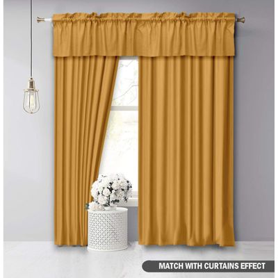 Bandô de Algodão Liso e Decorativo com Bolso para Varão, Meia Cortina para Janela de Cozinha - Vargottam 45,7 Cm (L) × 142,2 Cm (C) – 1 Painel / Amarelo