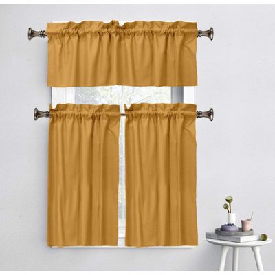 Bandô de Algodão Liso e Decorativo com Bolso para Varão, Meia Cortina para Janela de Cozinha - Vargottam 45,7 Cm (L) × 142,2 Cm (C) – 1 Painel / Amarelo