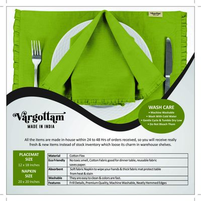 Decoração para Casa: Conjunto Lavável e Reversível de Jogos Americanos com Babado e Guardanapos para Mesa de Jantar - Vargottam 30,48 Cm × 45,72 Cm – Pacote Com 8 / Azul