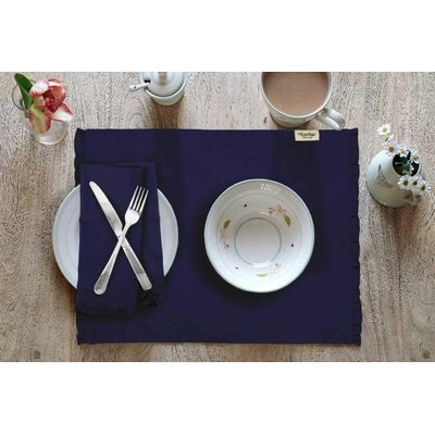 Decoração para Casa: Conjunto Lavável e Reversível de Jogos Americanos com Babado e Guardanapos para Mesa de Jantar - Vargottam 30,48 Cm × 45,72 Cm – Pacote Com 8 / Azul