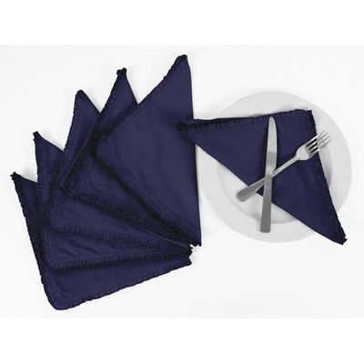 Decoração para Casa: Conjunto Lavável e Reversível de Jogos Americanos com Babado e Guardanapos para Mesa de Jantar - Vargottam 30,48 Cm × 45,72 Cm – Pacote Com 8 / Azul