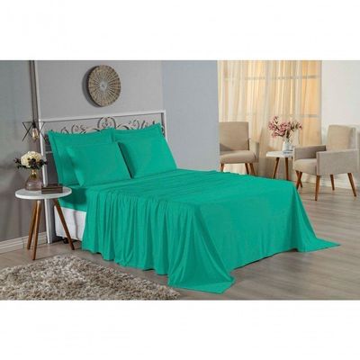 Jogo De Cama King Nobre 4 Peças Lençol Com Elástico De 30cm De Altura Malha 100% Algodão - Jade