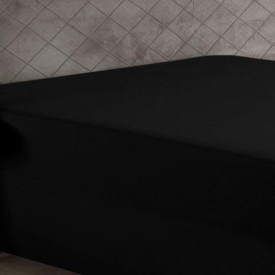 Lençol Com Elástico Casal Nobre 1 Peça Luva De Box 55cm De Altura Malha 100% Algodão - Preto