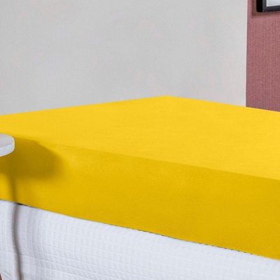 Lençol Com Elástico Solteiro Nobre 1 Peça 30cm De Altura Malha 100% Algodão - Amarelo