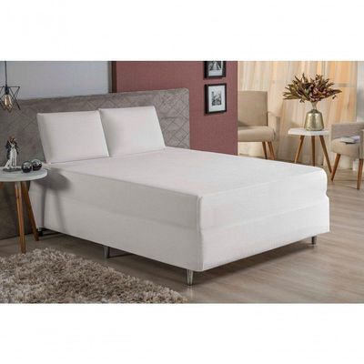 Jogo De Cama Casal Nobre 3 Peças Luva De Box 55cm De Altura Malha 100% Algodão - Branco