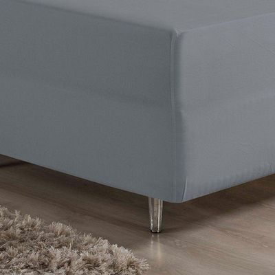 Jogo De Cama Casal Nobre 3 Peças Luva De Box 55cm De Altura Malha 100% Algodão - Cinza