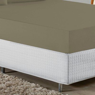 Jogo De Cama Casal Nobre 3 Peças Lençol Com Elástico De 30cm De Altura Malha 100% Algodão - Avelã