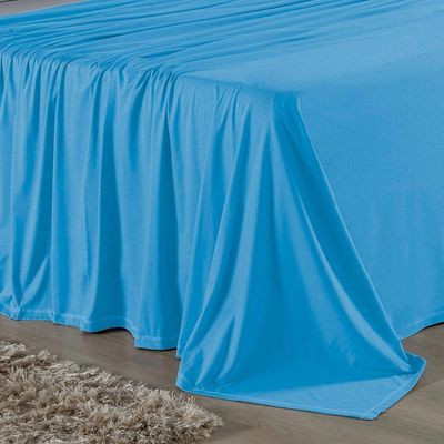 Jogo De Cama Casal Nobre 4 Peças Lençol Com Elástico De 30cm De Altura Malha 100% Algodão - Turquesa / Cinza