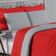 Kit Edredom Dupla Face + Jogo De Lençol Casal Viúva Nobre 7 Peças Malha 100% Algodão - Vermelho / Cinza