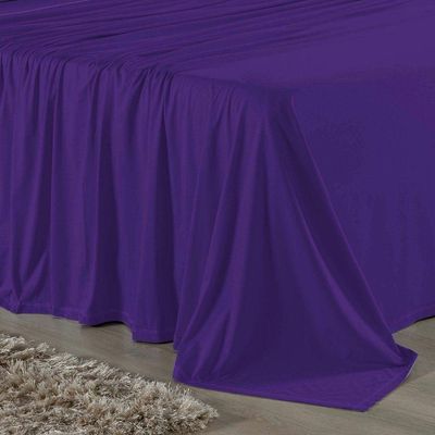 Jogo De Cama Casal Viúva Nobre 4 Peças Malha 100% Algodão - Roxo