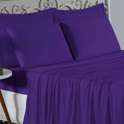 Jogo De Cama Casal Viúva Nobre 4 Peças Malha 100% Algodão - Roxo