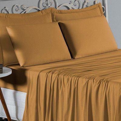 Jogo De Cama Queen Nobre 4 Peças Lençol Com Elástico De 30cm De Altura Malha 100% Algodão - Cobre