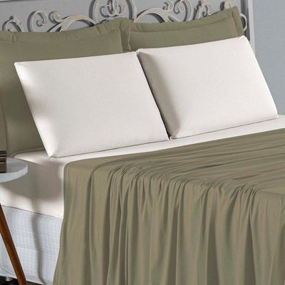 Jogo De Cama Solteiro Nobre 3 Peças Lençol Com Elástico De 30cm De Altura Malha 100% Algodão - Avelã / Palha