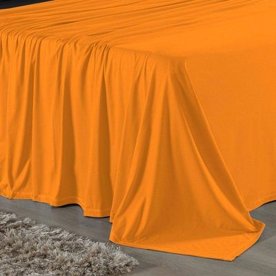 Jogo De Cama Solteiro Nobre 3 Peças Lençol Com Elástico De 30cm De Altura Malha 100% Algodão - Laranja / Preto