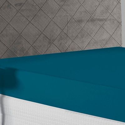 Lençol Com Elástico Casal Nobre Viúva 1 Peça 30cm De Altura Malha 100% Algodão - Petróleo