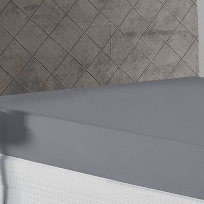 Lençol Com Elástico Queen Nobre 1 Peça 30cm De Altura Malha 100% Algodão - Cinza
