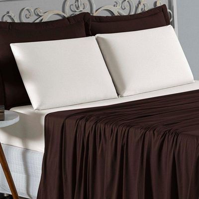 Jogo De Cama Casal Viúva Nobre 4 Peças Malha 100% Algodão - Marrom / Palha