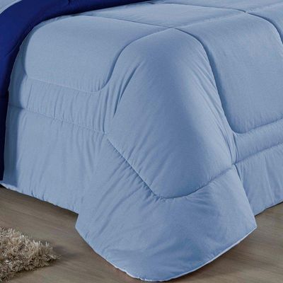 Edredom Queen Nobre 1 Peça Dupla Face 2,40m X 2,60m Malha 100% Algodão - Azul-bebê / Royal