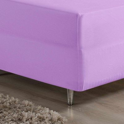 Jogo De Cama Casal Nobre 3 Peças Luva De Box 55cm De Altura Malha 100% Algodão - Lilás