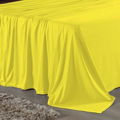 Jogo De Cama Casal Viúva Nobre 4 Peças Malha 100% Algodão - Amarelo / Marrom