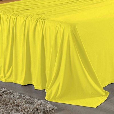 Jogo De Cama Casal Viúva Nobre 4 Peças Malha 100% Algodão - Amarelo / Cobre