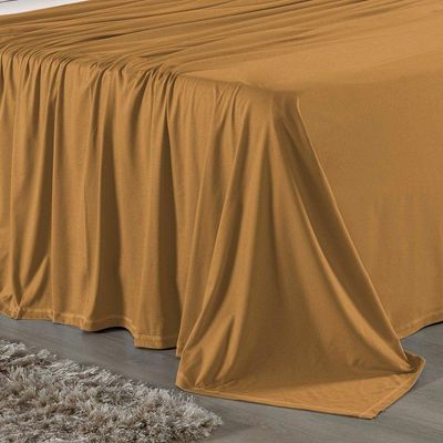 Jogo De Cama Queen Nobre 4 Peças Lençol Com Elástico De 30cm De Altura Malha 100% Algodão - Cobre / Palha