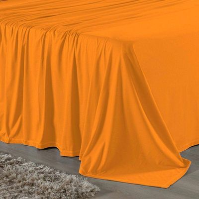 Jogo De Cama Queen Nobre 4 Peças Lençol Com Elástico De 30cm De Altura Malha 100% Algodão - Laranja