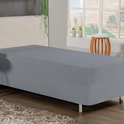 Jogo De Cama Solteiro Nobre 2 Peças Luva De Box 55cm De Altura Malha 100% Algodão - Cinza