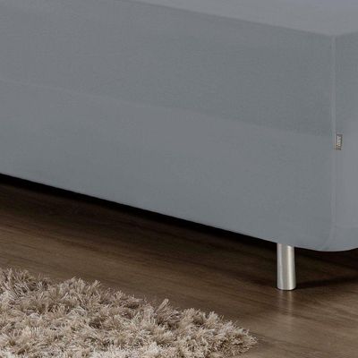 Jogo De Cama Solteiro Nobre 2 Peças Luva De Box 55cm De Altura Malha 100% Algodão - Cinza