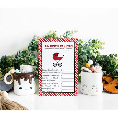 Jogo O Preço É Certo para Chá de Bebê Feminino - Jogos Divertidos, Atividades e Decorações com Tema Joaninha - Pacote com 50 - Inkdotpot 12,7 Cm × 17,78 Cm / Branco