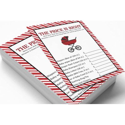 Jogo O Preço É Certo para Chá de Bebê Feminino - Jogos Divertidos, Atividades e Decorações com Tema Joaninha - Pacote com 50 - Inkdotpot 12,7 Cm × 17,78 Cm / Branco