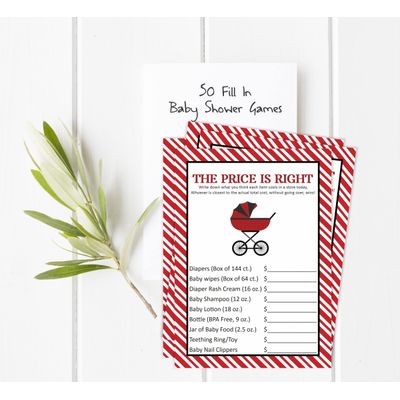 Jogo O Preço É Certo para Chá de Bebê Feminino - Jogos Divertidos, Atividades e Decorações com Tema Joaninha - Pacote com 50 - Inkdotpot 12,7 Cm × 17,78 Cm / Branco