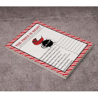 Jogo O Preço É Certo para Chá de Bebê Feminino - Jogos Divertidos, Atividades e Decorações com Tema Joaninha - Pacote com 50 - Inkdotpot 12,7 Cm × 17,78 Cm / Branco