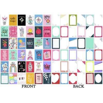 Pacote com 36 Notas para Lancheira (Crianças/Adolescentes/Estudantes) Frases Diárias e Afirmações Positivas (Tema Menina Fofa) - Inkdotpot 8,89 Cm × 6,35 Cm / Multicolorido