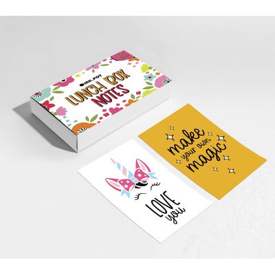 Pacote com 36 Notas para Lancheira (Crianças/Adolescentes/Estudantes) Frases Diárias e Afirmações Positivas (Tema Menina Fofa) - Inkdotpot 8,89 Cm × 6,35 Cm / Multicolorido