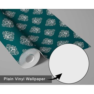 Papel de Parede Boho Estampado em Blocos, Estilo Asiático, Vinil Autoadesivo, Revestimento DIY para Quarto e Sala - Azul - S4Sassy 63,5 cm (L) × 609,6 cm (C) / Azul - Vinil Liso