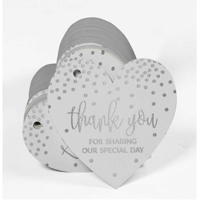 Obrigado por Compartilhar Nosso Dia Especial-Chá Noiva/Bebê/Aposentadoria/Casamento/Aniversário-Etiqueta Metalizada de Garrafa - Inkdotpot 100 Etiquetas Metalizadas / Branco - Prata