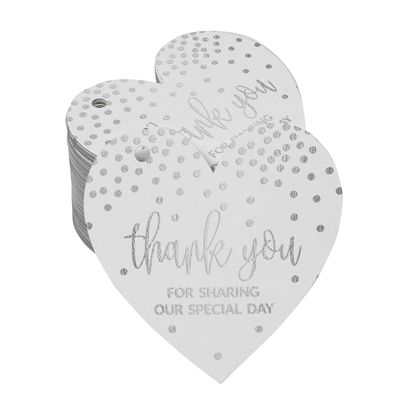 Obrigado por Compartilhar Nosso Dia Especial-Chá Noiva/Bebê/Aposentadoria/Casamento/Aniversário-Etiqueta Metalizada de Garrafa - Inkdotpot 100 Etiquetas Metalizadas / Branco - Prata