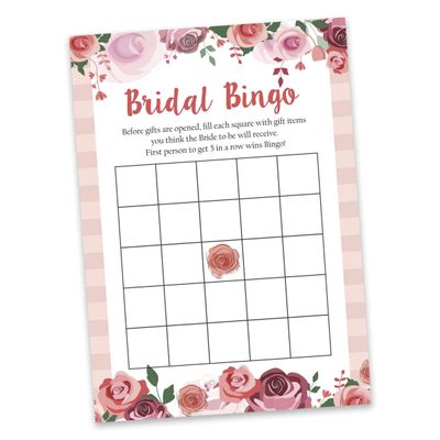 50 Cartões Florais para Chá de Noiva e Despedida de Solteira, em Lote, Quadrados em Branco, Preenchíveis, Ideias de Presente - Inkdotpot 12,7 Cm × 17,78 Cm / Branco - Bingo da Noiva