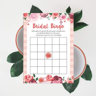 50 Cartões Florais para Chá de Noiva e Despedida de Solteira, em Lote, Quadrados em Branco, Preenchíveis, Ideias de Presente - Inkdotpot 12,7 Cm × 17,78 Cm / Branco - Bingo da Noiva