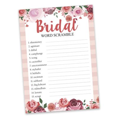 50 Cartões Florais para Chá de Noiva e Despedida de Solteira, em Lote, Quadrados em Branco, Preenchíveis, Ideias de Presente - Inkdotpot 12,7 Cm × 17,78 Cm / Branco - Jogo de Palavras da Noiva