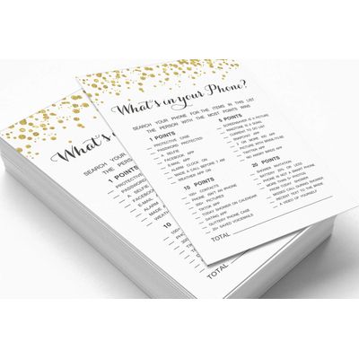 Cartões de Jogo Quadrados em Branco para Ideias de Presentes, 50 Un., Confete Dourado para Chá de Noiva/Despedida de Solteira - Inkdotpot 12,7 Cm × 17,78 Cm / Branco - O Que Tem no Seu Celular