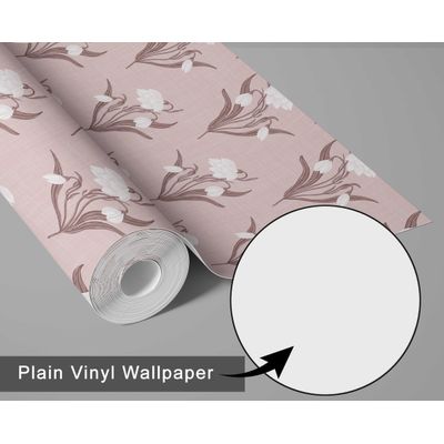 Papel de Parede Autoadesivo Estampa Snowdrop Branca, Vinílico Impermeável Removível Rosa para Inquilinos, Quarto e Sala de Jantar - S4sassy 63,5 cm (L) × 152,4 cm (C) / Rosa - Vinil Liso