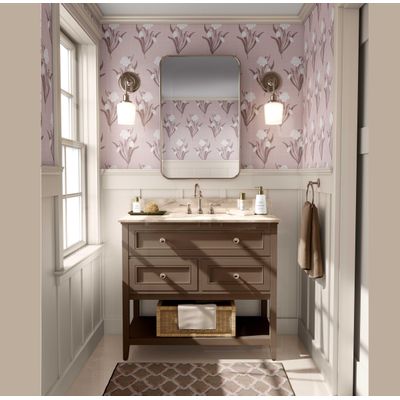 Papel de Parede Autoadesivo Estampa Snowdrop Branca, Vinílico Impermeável Removível Rosa para Inquilinos, Quarto e Sala de Jantar - S4sassy 63,5 cm (L) × 152,4 cm (C) / Rosa - Vinil Liso
