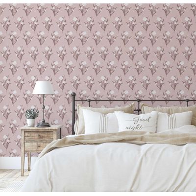 Papel de Parede Autoadesivo Estampa Snowdrop Branca, Vinílico Impermeável Removível Rosa para Inquilinos, Quarto e Sala de Jantar - S4sassy 63,5 cm (L) × 152,4 cm (C) / Rosa - Vinil Liso