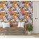 Revestimento de Parede Autoadesivo Removível, Estampa Floral Folk Chique Laranja para Banheiro e Lavanderia, Vinil - S4Sassy 63,5 cm (L) × 609,6 cm (C) / Laranja - Vinil Texturizado