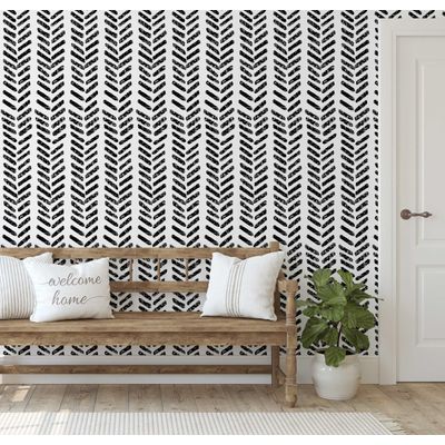 Papel de Parede Vinílico Autocolante Impermeável, Estampa Geométrica Desgastada, Preto, Removível para Quartos, Salas e Locação - S4Sassy 63,5 cm (L) × 152,4 cm (C) / Preto - Vinil Texturizado